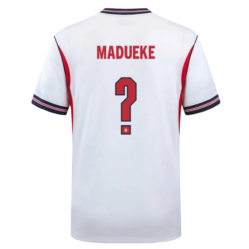 Danxen Kvinnor England Noni Madueke #0 Vit Marin Röd Hemmatröja Matchtröjor 26-28 Tröjor T-Tröja