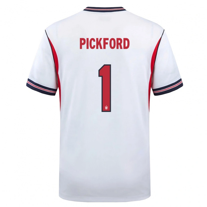 Danxen Kvinnor England Jordan Pickford #1 Vit Marin Röd Hemmatröja Matchtröjor 26-28 Tröjor T-Tröja