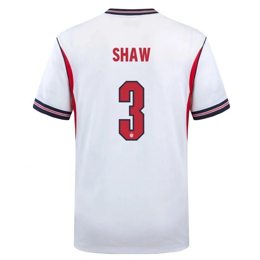 Danxen Kvinnor England Luke Shaw #3 Vit Marin Röd Hemmatröja Matchtröjor 26-28 Tröjor T-Tröja