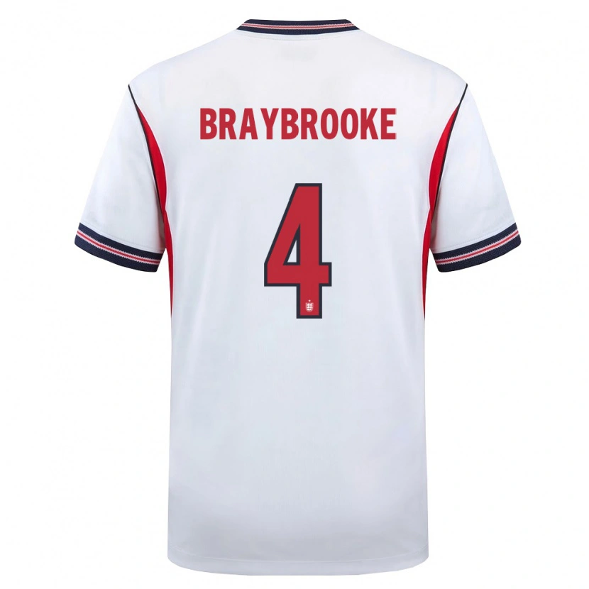 Danxen Kvinnor England Samuel Braybrooke #4 Vit Marin Röd Hemmatröja Matchtröjor 26-28 Tröjor T-Tröja