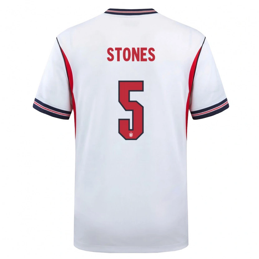 Danxen Kvinnor England John Stones #5 Vit Marin Röd Hemmatröja Matchtröjor 26-28 Tröjor T-Tröja