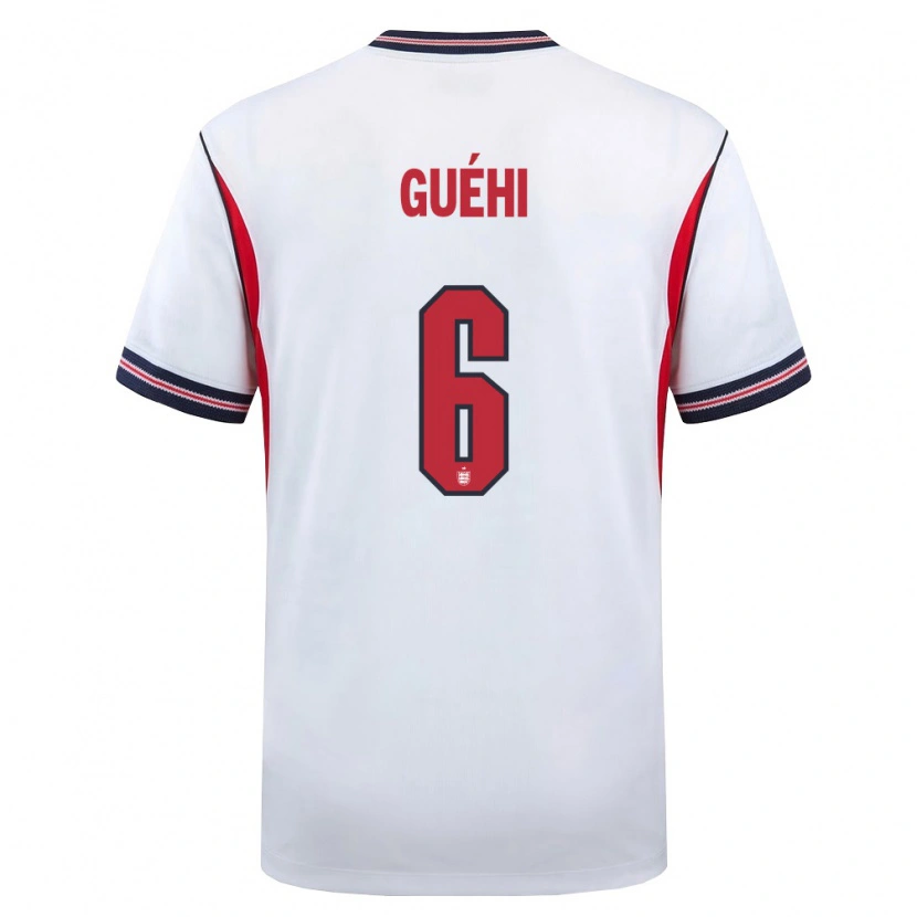 Danxen Kvinnor England Marc Guéhi #6 Vit Marin Röd Hemmatröja Matchtröjor 26-28 Tröjor T-Tröja