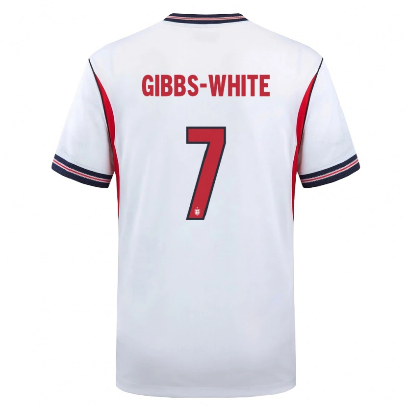 Danxen Kvinnor England Morgan Gibbs-White #7 Vit Marin Röd Hemmatröja Matchtröjor 26-28 Tröjor T-Tröja