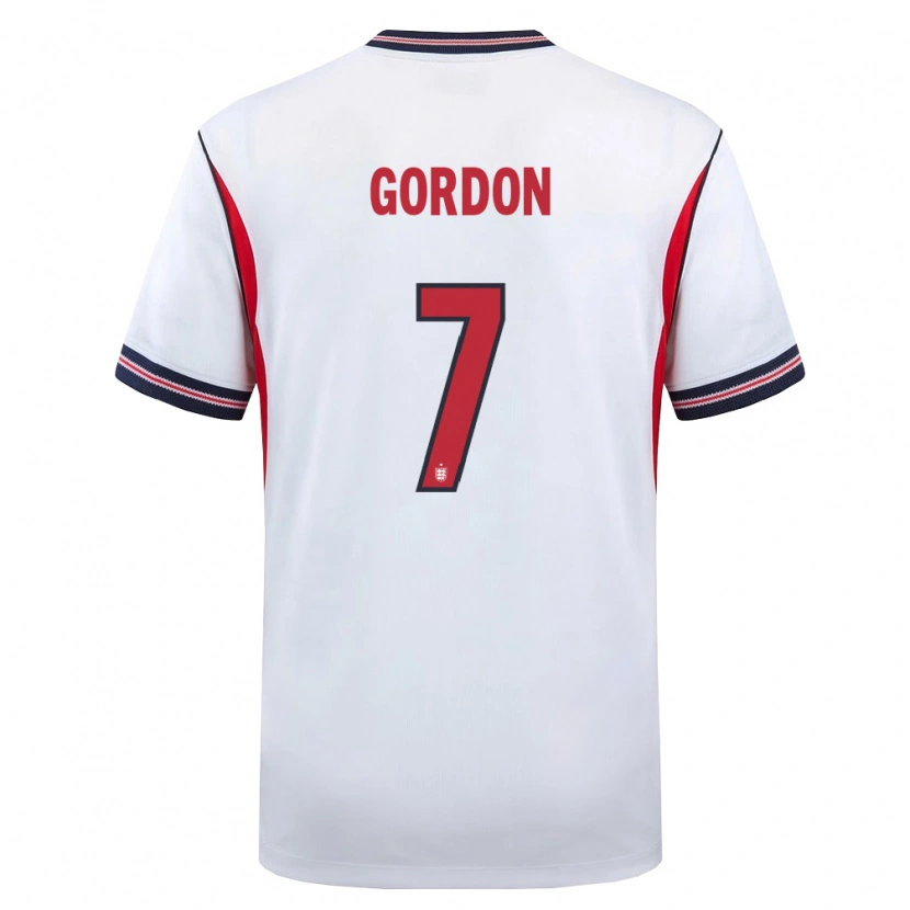 Danxen Kvinnor England Kaide Gordon #7 Vit Marin Röd Hemmatröja Matchtröjor 26-28 Tröjor T-Tröja