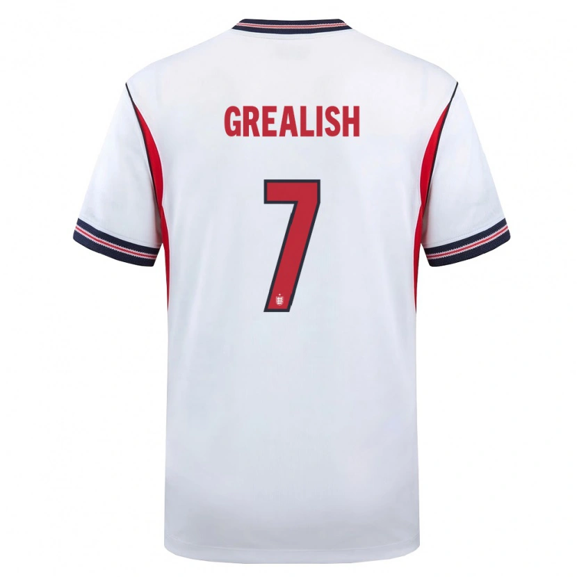 Danxen Kvinnor England Jack Grealish #7 Vit Marin Röd Hemmatröja Matchtröjor 26-28 Tröjor T-Tröja