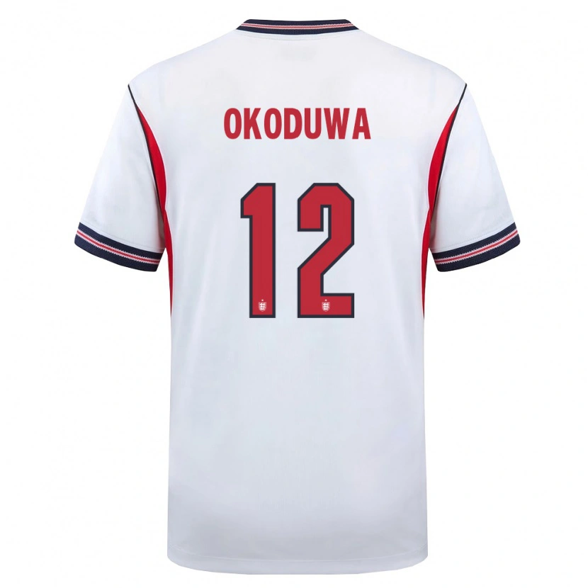 Danxen Kvinnor England Wesley Okoduwa #12 Vit Marin Röd Hemmatröja Matchtröjor 26-28 Tröjor T-Tröja
