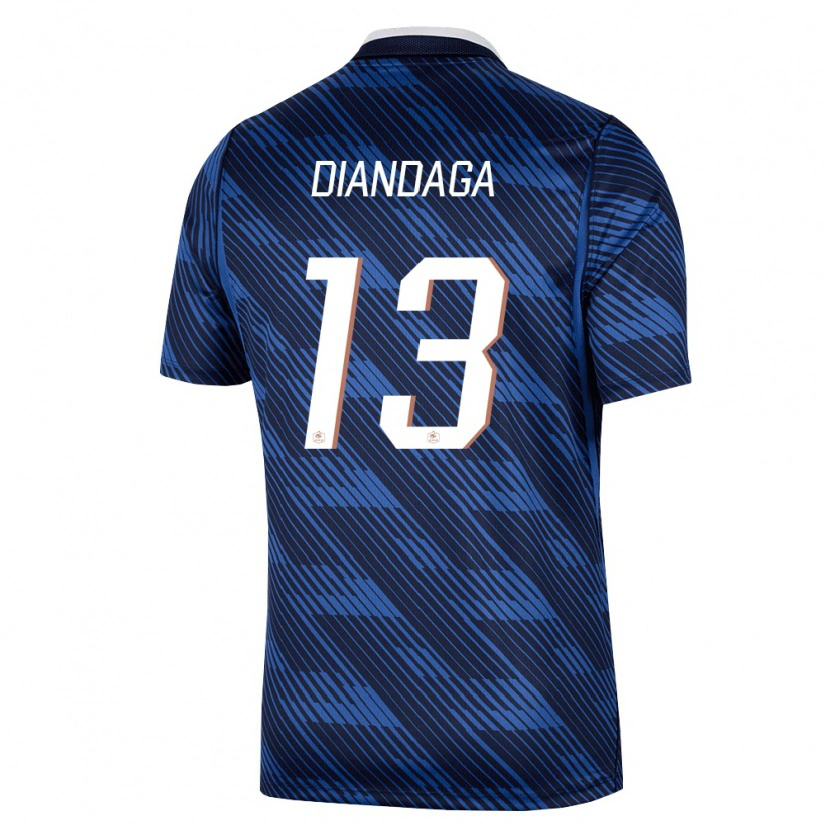 Danxen Kvinnor Frankrike Hermann Diandaga #13 Marin Blå Vit Hemmatröja Matchtröjor 26-28 Tröjor T-Tröja