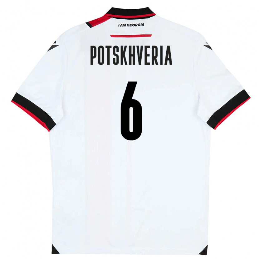 Danxen Kvinnor Georgia Andria Potskhveria #6 Vit Svart Röd Hemmatröja Matchtröjor 26-28 Tröjor T-Tröja