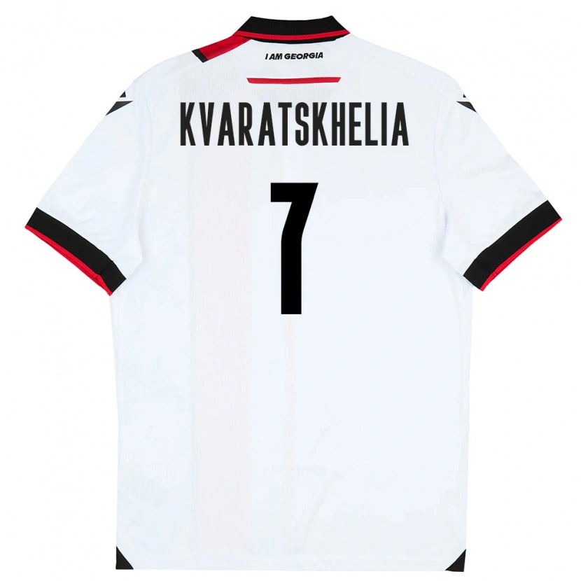 Danxen Kvinnor Georgia Khvicha Kvaratskhelia #7 Vit Svart Röd Hemmatröja Matchtröjor 26-28 Tröjor T-Tröja