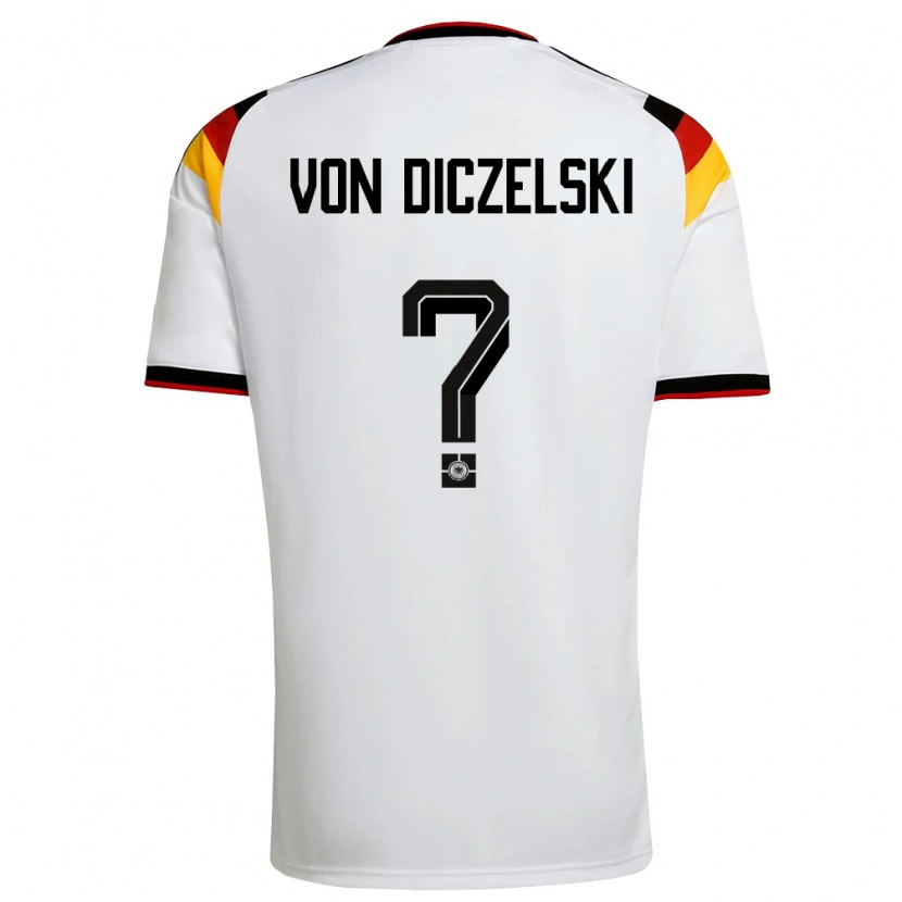 Danxen Kvinnor Tyskland Jannes Von Diczelski #0 Vit Svart Röd Hemmatröja Matchtröjor 26-28 Tröjor T-Tröja
