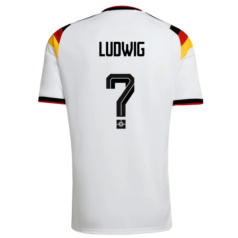 Danxen Kvinnor Tyskland Linus Ludwig #0 Vit Svart Röd Hemmatröja Matchtröjor 26-28 Tröjor T-Tröja
