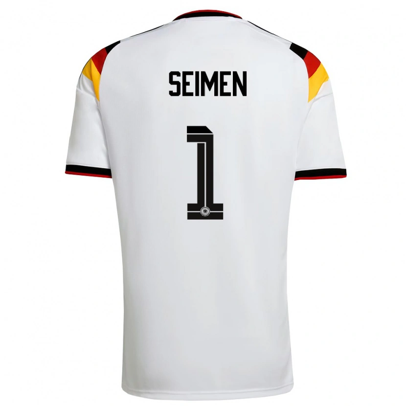 Danxen Kvinnor Tyskland Dennis Seimen #1 Vit Svart Röd Hemmatröja Matchtröjor 26-28 Tröjor T-Tröja