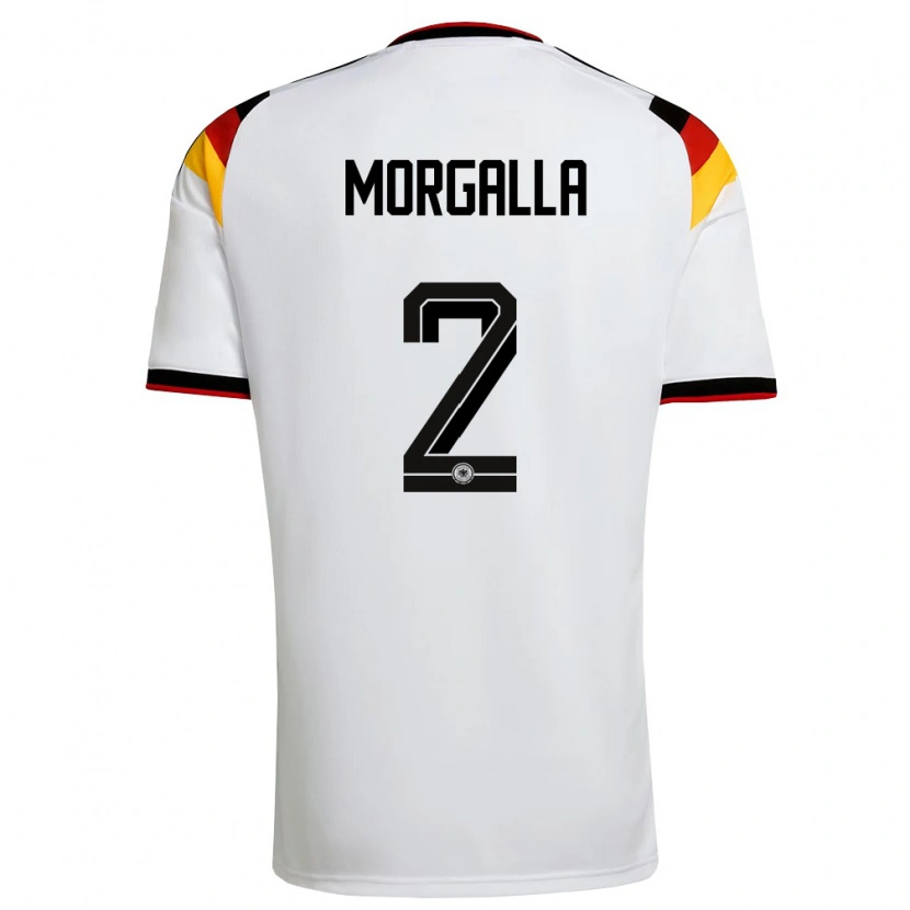 Danxen Kvinnor Tyskland Leandro Morgalla #2 Vit Svart Röd Hemmatröja Matchtröjor 26-28 Tröjor T-Tröja