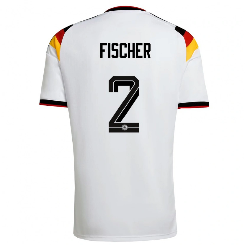 Danxen Kvinnor Tyskland Kilian Fischer #2 Vit Svart Röd Hemmatröja Matchtröjor 26-28 Tröjor T-Tröja
