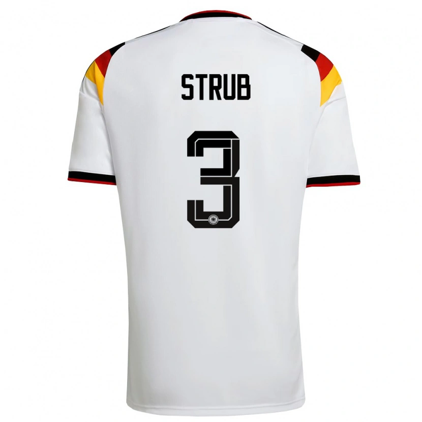Danxen Kvinnor Tyskland Jona Strub #3 Vit Svart Röd Hemmatröja Matchtröjor 26-28 Tröjor T-Tröja