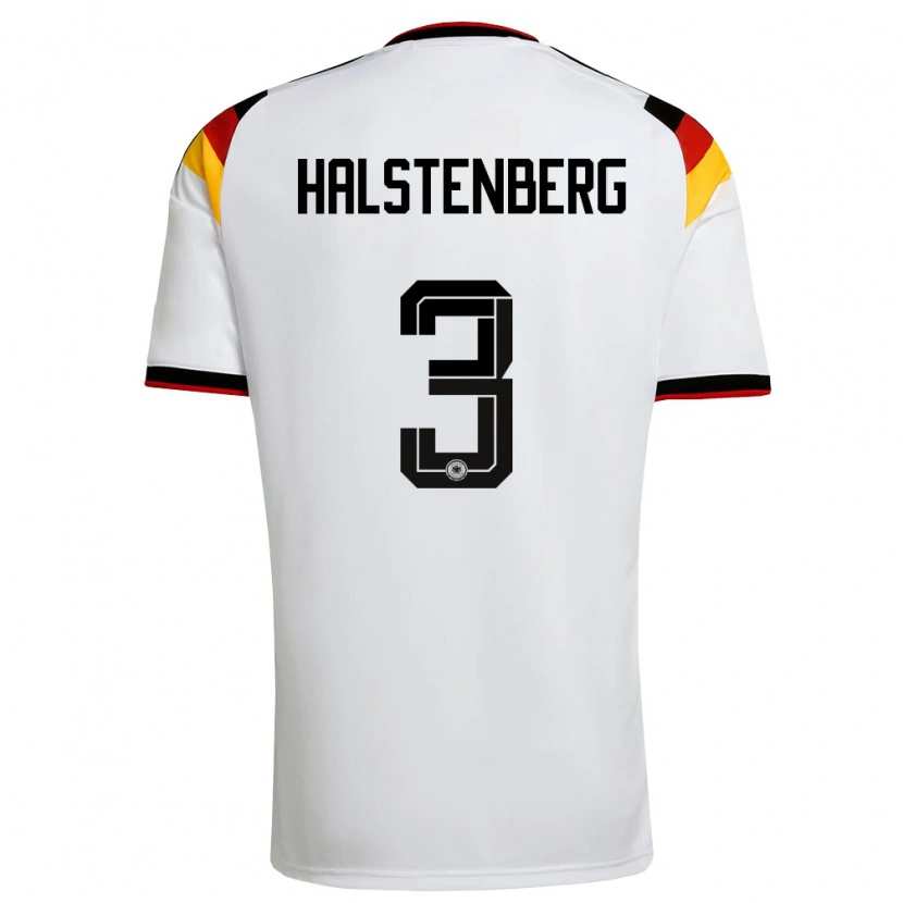 Danxen Kvinnor Tyskland Marcel Halstenberg #3 Vit Svart Röd Hemmatröja Matchtröjor 26-28 Tröjor T-Tröja