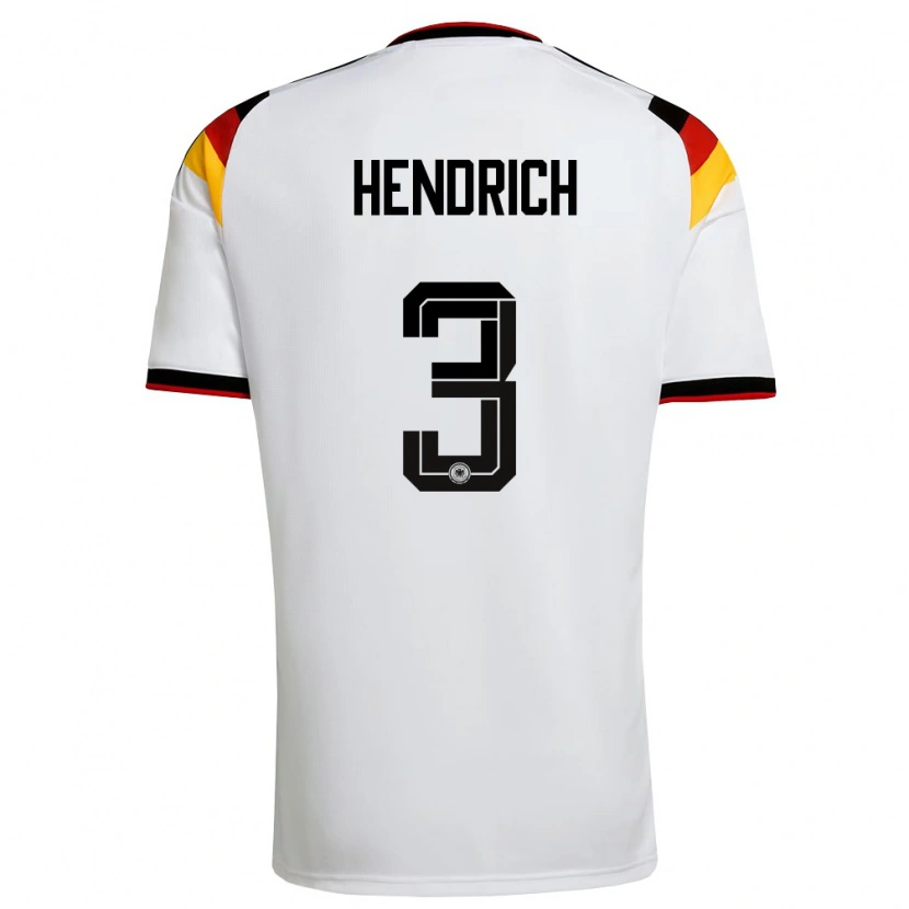 Danxen Kvinnor Tyskland Kathrin Hendrich #3 Vit Svart Röd Hemmatröja Matchtröjor 26-28 Tröjor T-Tröja