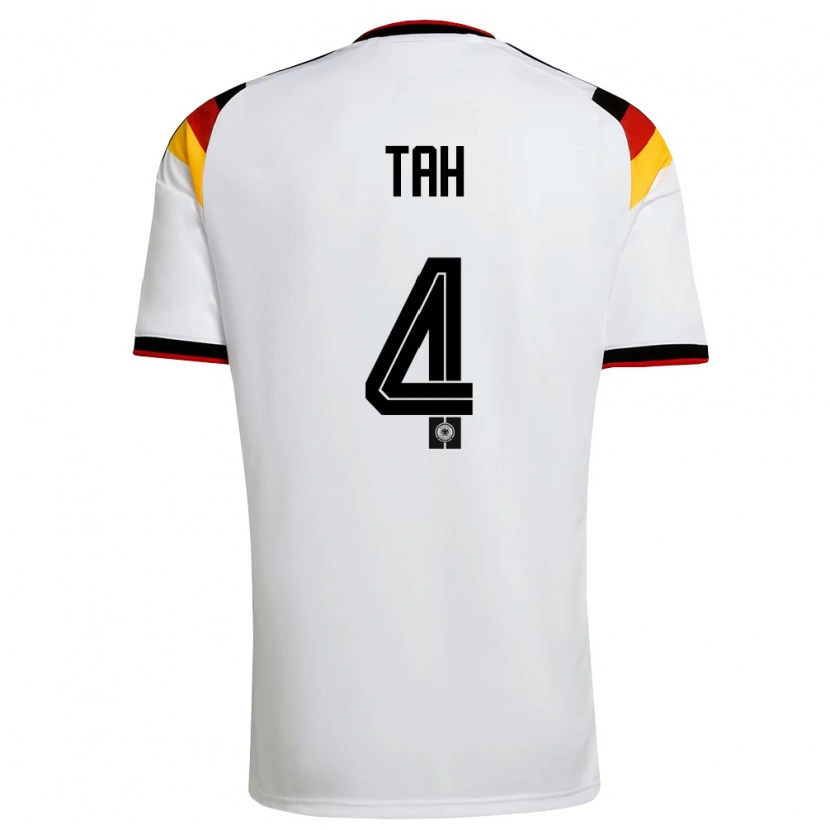 Danxen Kvinnor Tyskland Jonathan Tah #4 Vit Svart Röd Hemmatröja Matchtröjor 26-28 Tröjor T-Tröja