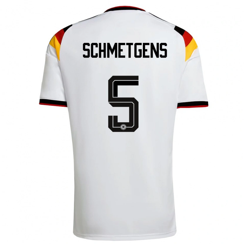 Danxen Kvinnor Tyskland Mick Schmetgens #5 Vit Svart Röd Hemmatröja Matchtröjor 26-28 Tröjor T-Tröja