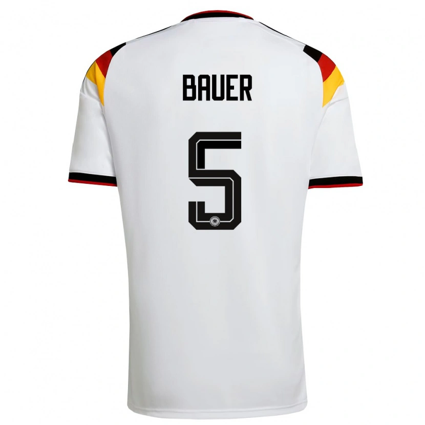 Danxen Kvinnor Tyskland Maximilian Bauer #5 Vit Svart Röd Hemmatröja Matchtröjor 26-28 Tröjor T-Tröja