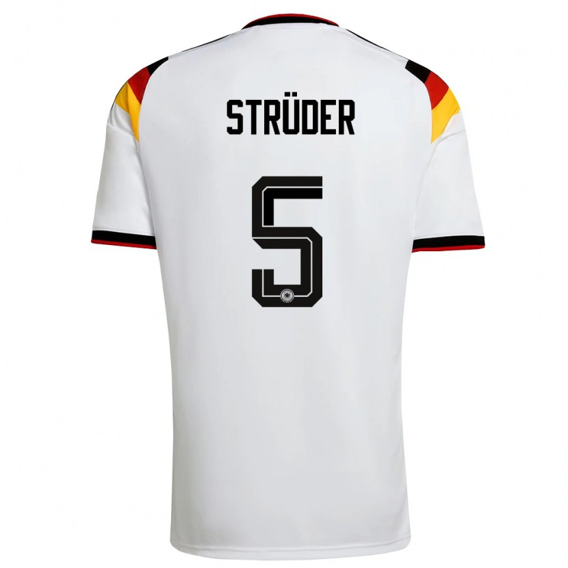Danxen Kvinnor Tyskland Mika Strüder #5 Vit Svart Röd Hemmatröja Matchtröjor 26-28 Tröjor T-Tröja