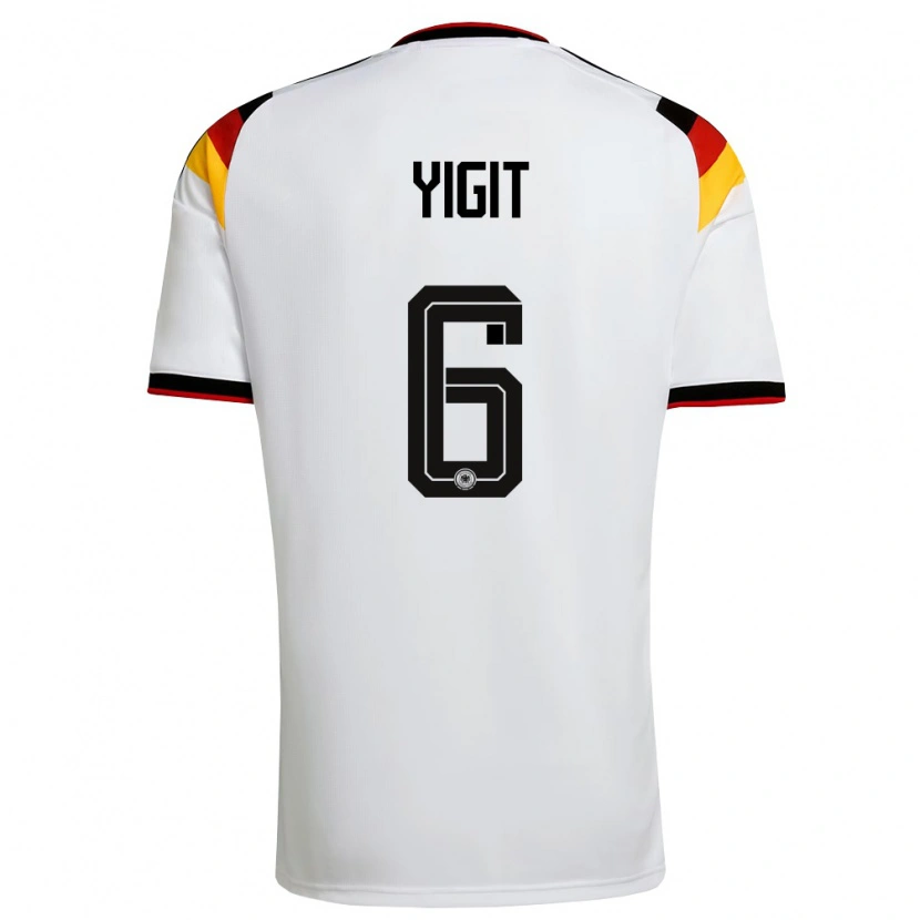 Danxen Kvinnor Tyskland Ertugrul Yigit #6 Vit Svart Röd Hemmatröja Matchtröjor 26-28 Tröjor T-Tröja