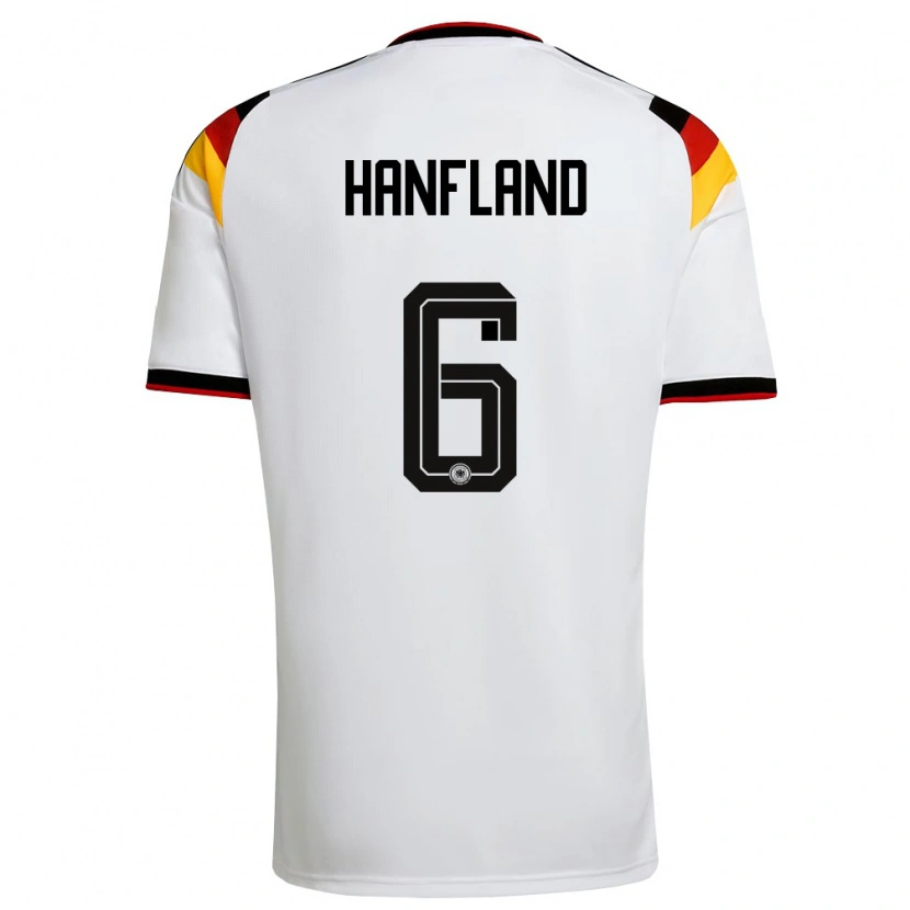 Danxen Kvinnor Tyskland Paul Hanfland #6 Vit Svart Röd Hemmatröja Matchtröjor 26-28 Tröjor T-Tröja
