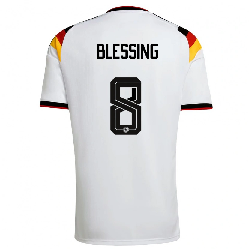 Danxen Kvinnor Tyskland Èlisée Blessing #8 Vit Svart Röd Hemmatröja Matchtröjor 26-28 Tröjor T-Tröja