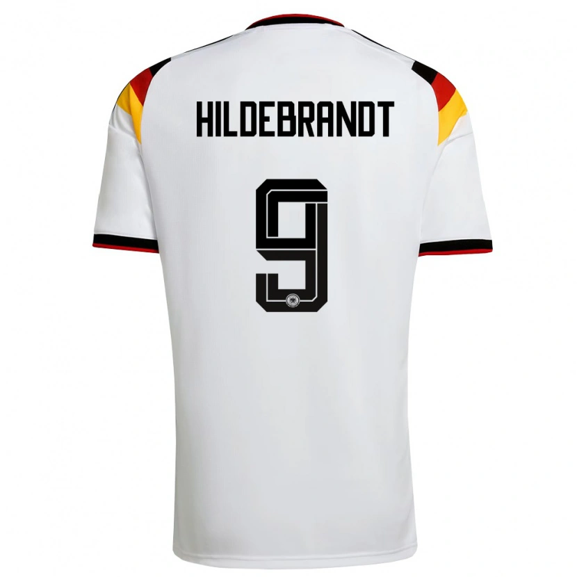 Danxen Kvinnor Tyskland Niklas Hildebrandt #9 Vit Svart Röd Hemmatröja Matchtröjor 26-28 Tröjor T-Tröja