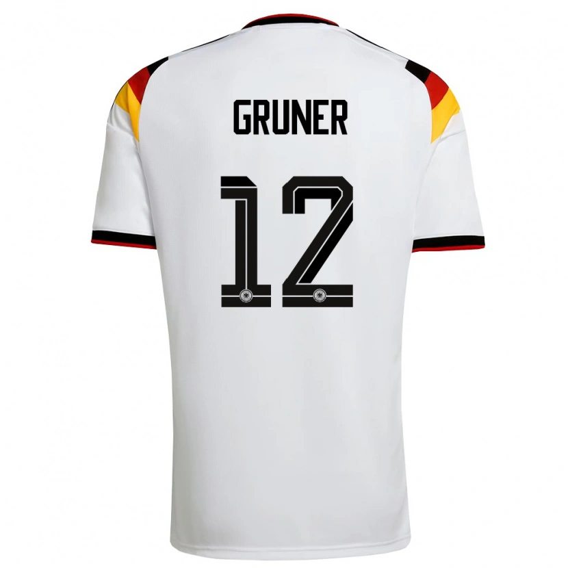 Danxen Kvinnor Tyskland Paul Gruner #12 Vit Svart Röd Hemmatröja Matchtröjor 26-28 Tröjor T-Tröja