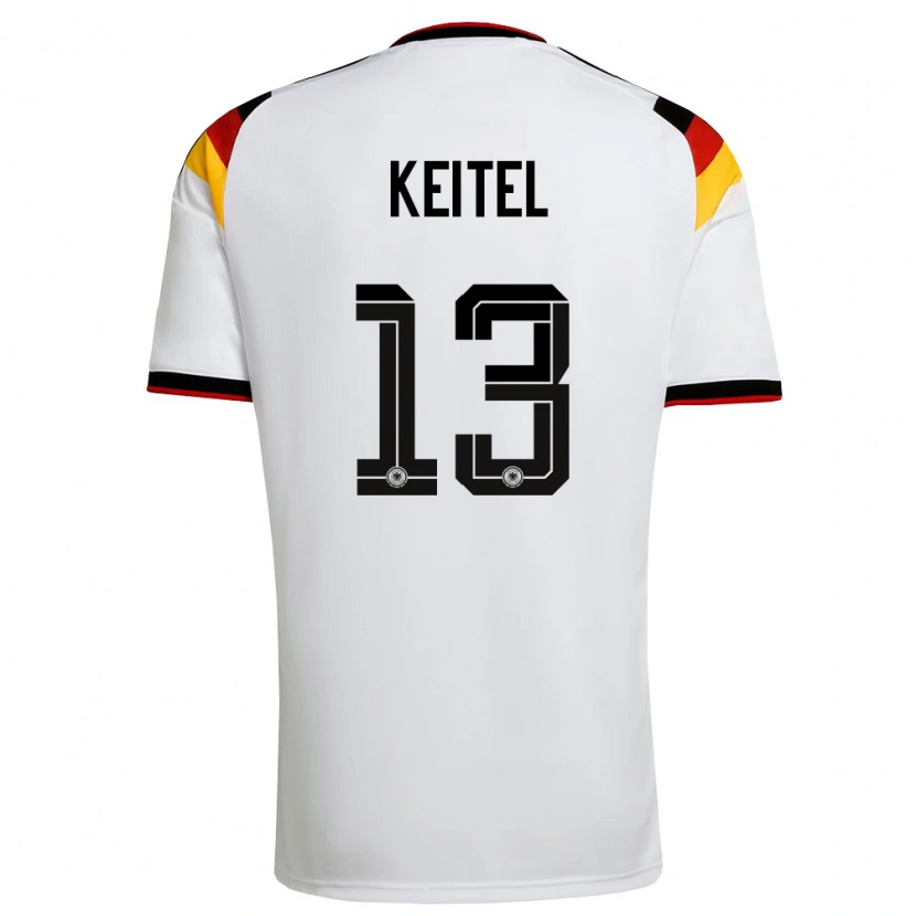 Danxen Kvinnor Tyskland Yannik Keitel #13 Vit Svart Röd Hemmatröja Matchtröjor 26-28 Tröjor T-Tröja