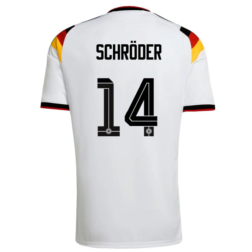 Danxen Kvinnor Tyskland Finn Schröder #14 Vit Svart Röd Hemmatröja Matchtröjor 26-28 Tröjor T-Tröja