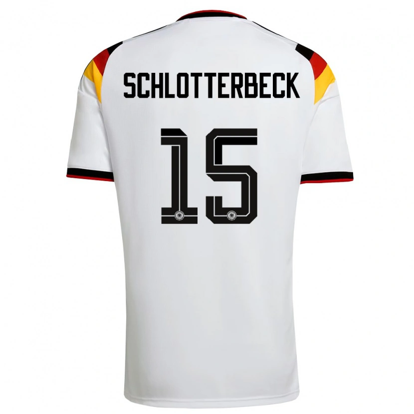 Danxen Kvinnor Tyskland Nico Schlotterbeck #15 Vit Svart Röd Hemmatröja Matchtröjor 26-28 Tröjor T-Tröja