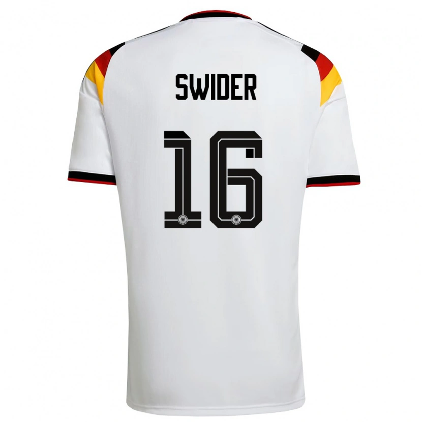 Danxen Kvinnor Tyskland Niklas Swider #16 Vit Svart Röd Hemmatröja Matchtröjor 26-28 Tröjor T-Tröja