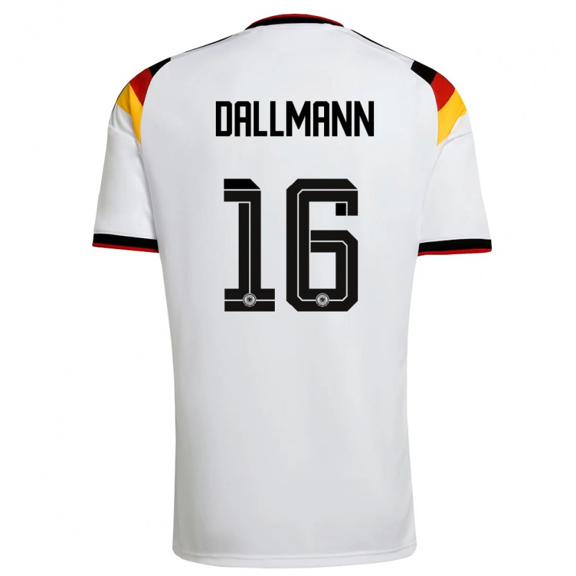 Danxen Kvinnor Tyskland Linda Dallmann #16 Vit Svart Röd Hemmatröja Matchtröjor 26-28 Tröjor T-Tröja