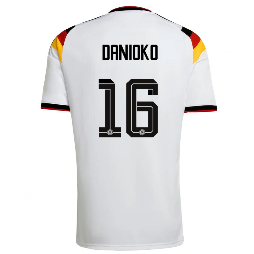 Danxen Kvinnor Tyskland Leeron Danioko #16 Vit Svart Röd Hemmatröja Matchtröjor 26-28 Tröjor T-Tröja