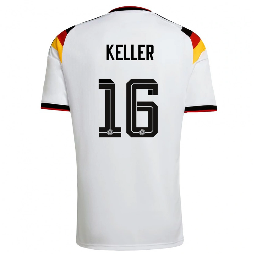 Danxen Kvinnor Tyskland Noah Keller #16 Vit Svart Röd Hemmatröja Matchtröjor 26-28 Tröjor T-Tröja