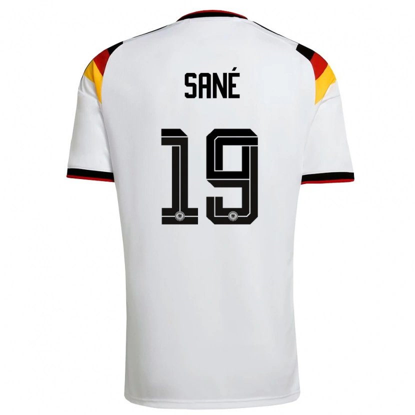 Danxen Kvinnor Tyskland Leroy Sané #19 Vit Svart Röd Hemmatröja Matchtröjor 26-28 Tröjor T-Tröja