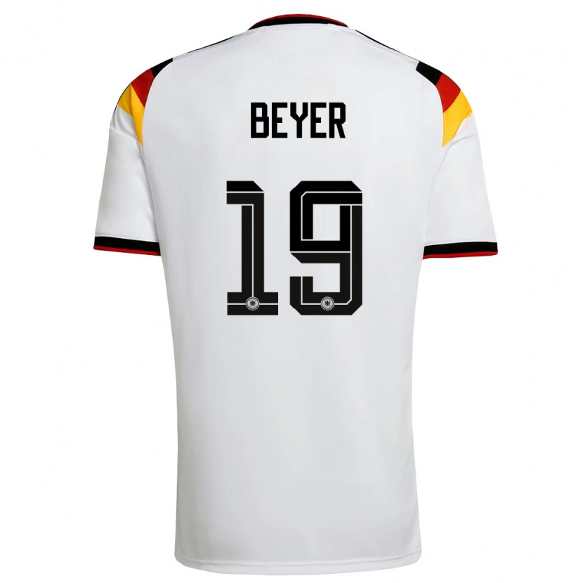 Danxen Kvinnor Tyskland Jordan Beyer #19 Vit Svart Röd Hemmatröja Matchtröjor 26-28 Tröjor T-Tröja