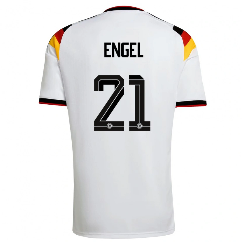 Danxen Kvinnor Tyskland Oskar Engel #21 Vit Svart Röd Hemmatröja Matchtröjor 26-28 Tröjor T-Tröja