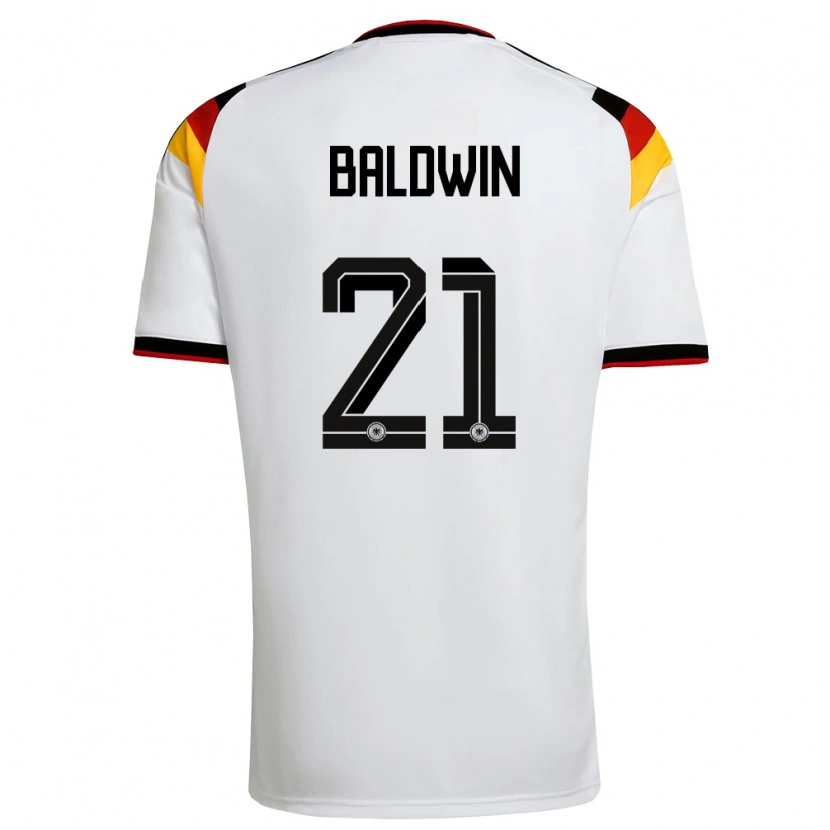 Danxen Kvinnor Tyskland Kevin Baldwin #21 Vit Svart Röd Hemmatröja Matchtröjor 26-28 Tröjor T-Tröja
