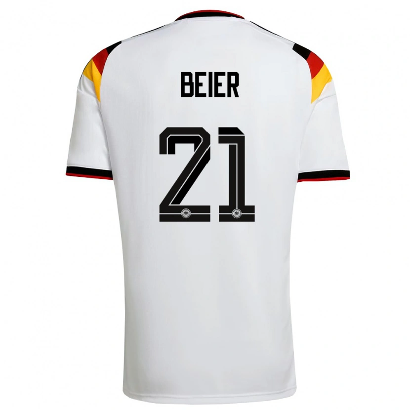 Danxen Kvinnor Tyskland Maximilian Beier #21 Vit Svart Röd Hemmatröja Matchtröjor 26-28 Tröjor T-Tröja
