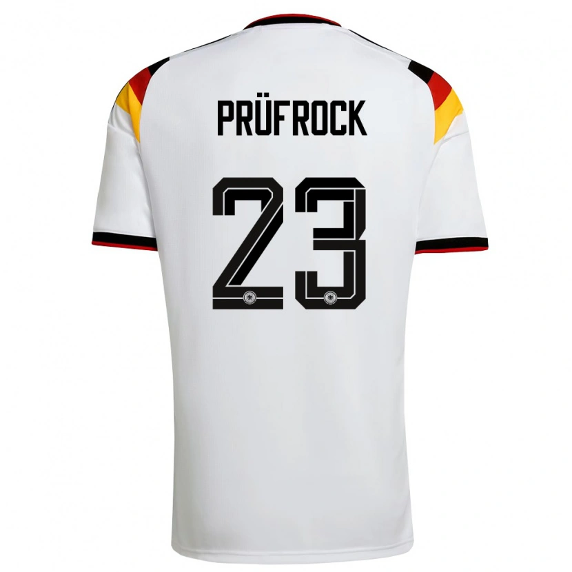 Danxen Kvinnor Tyskland Silas Prüfrock #23 Vit Svart Röd Hemmatröja Matchtröjor 26-28 Tröjor T-Tröja