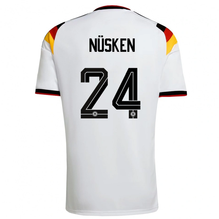 Danxen Kvinnor Tyskland Sjoeke Nusken #24 Vit Svart Röd Hemmatröja Matchtröjor 26-28 Tröjor T-Tröja