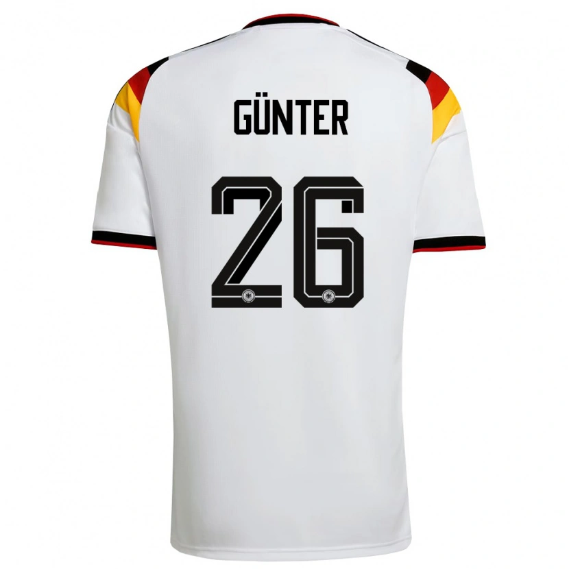 Danxen Kvinnor Tyskland Christian Günter #26 Vit Svart Röd Hemmatröja Matchtröjor 26-28 Tröjor T-Tröja