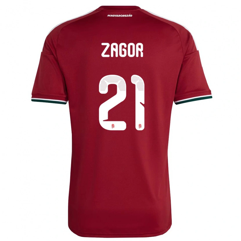 Danxen Kvinnor Ungern Bernadett Zágor #21 Röd Vit Grön Hemmatröja Matchtröjor 26-28 Tröjor T-Tröja