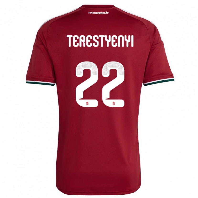 Danxen Kvinnor Ungern Anna Terestyényi #22 Röd Vit Grön Hemmatröja Matchtröjor 26-28 Tröjor T-Tröja