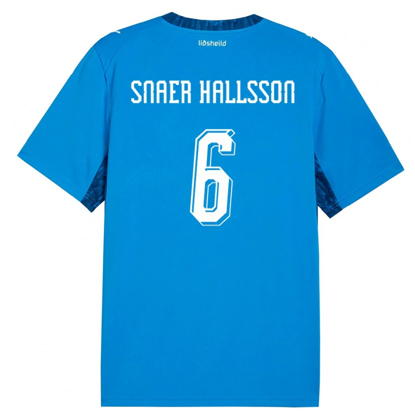 Danxen Kvinnor Island Gabríel Snaer Hallsson #6 Blå Marin Hemmatröja Matchtröjor 26-28 Tröjor T-Tröja