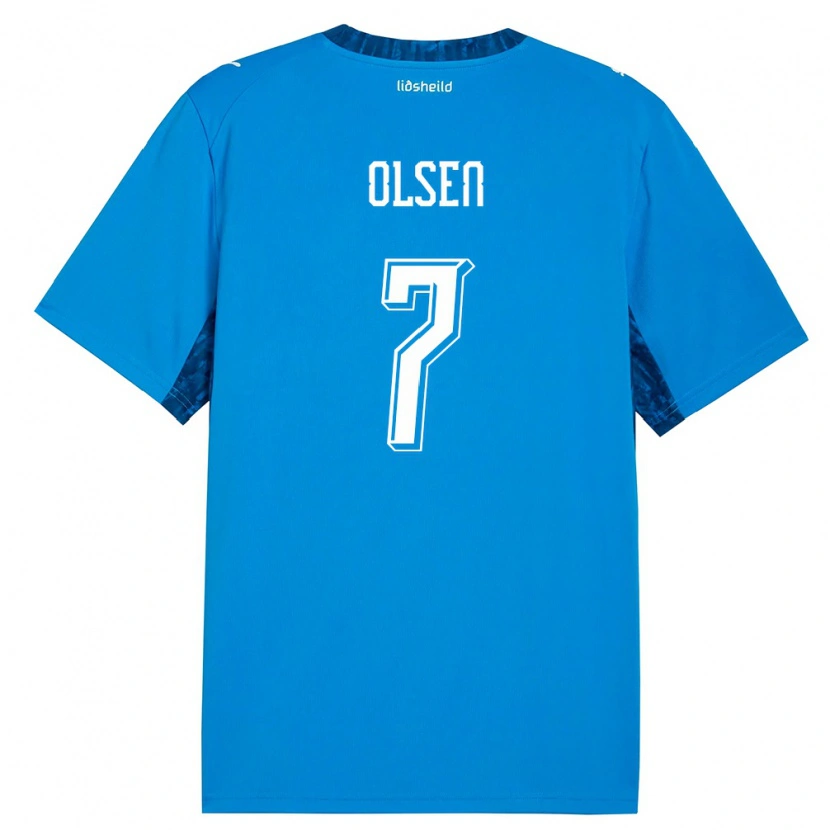 Danxen Kvinnor Island Gunnar Olsen #7 Blå Marin Hemmatröja Matchtröjor 26-28 Tröjor T-Tröja