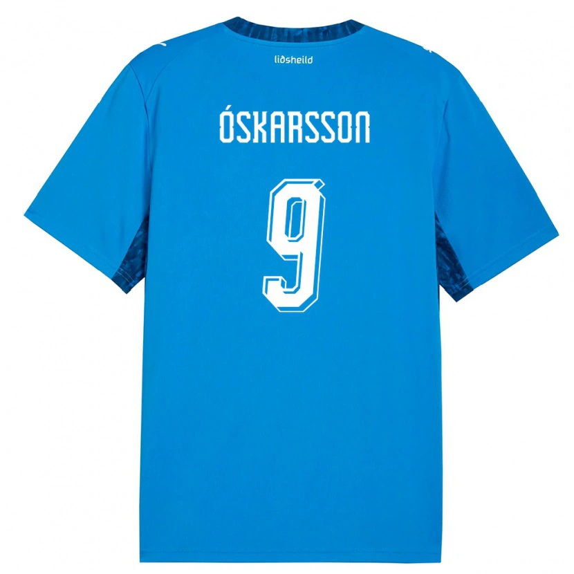 Danxen Kvinnor Island Orri Óskarsson #9 Blå Marin Hemmatröja Matchtröjor 26-28 Tröjor T-Tröja